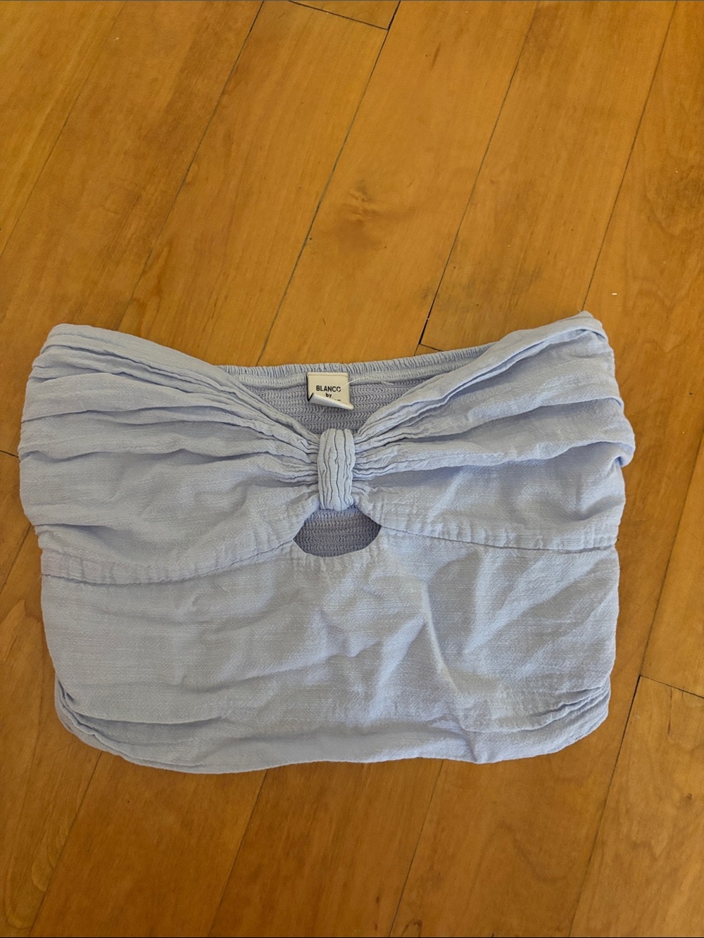 Never worn Blanco Light Periwinkle Strapless Knot Bandeau